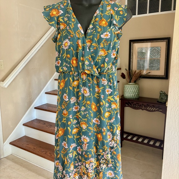 NWOT Sundance Floral Boho Ruffle Sleeve Layered Hi low Hem Size L - Picture 1 of 5